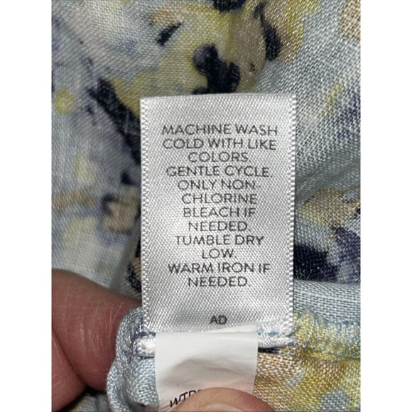 J. Jill Love Linen Floral Blouse Women’s XS Button Pintuck Pleated Cottage - Picture 10 of 10